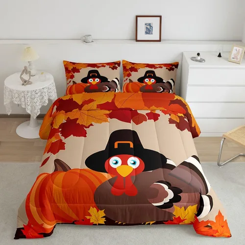 Miniatura 41 de Juego de edredón de calabaza para niños, con estampado de calabaza, estilo Halloween, juego de ropa de cama para niños, juego de ropa de cama