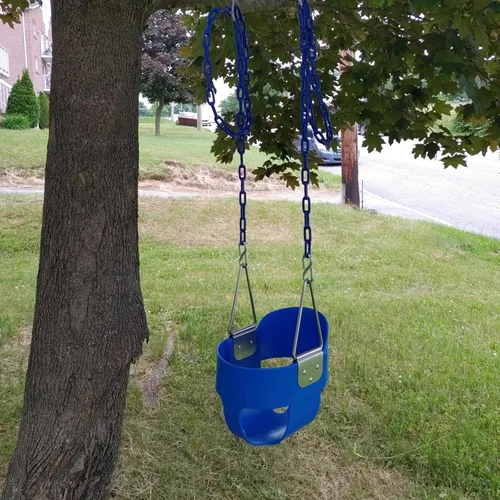 Miniatura 3 de KINSPORY Columpio para niños pequeños, cadenas de hierro resistente recubiertas de 59", columpio para bebé al aire libre, asiento tipo cubeta