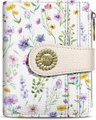 Miniatura 43 de Kelvoris Cartera pequeña Rfid para mujer, plegable, con cremallera, bolsillo para monedas, piel sintética, compacto, para tarjetas de crédito