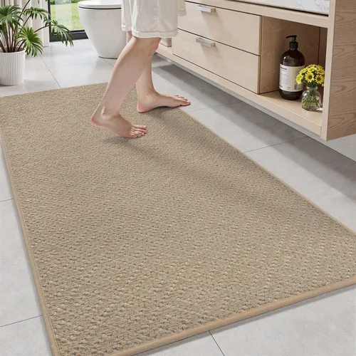 Miniatura 13 de AMOAMI Tapete de baño fino, súper absorbente, antideslizante, parte trasera de goma, tapetes de baño para baño, secado rápido, superficie