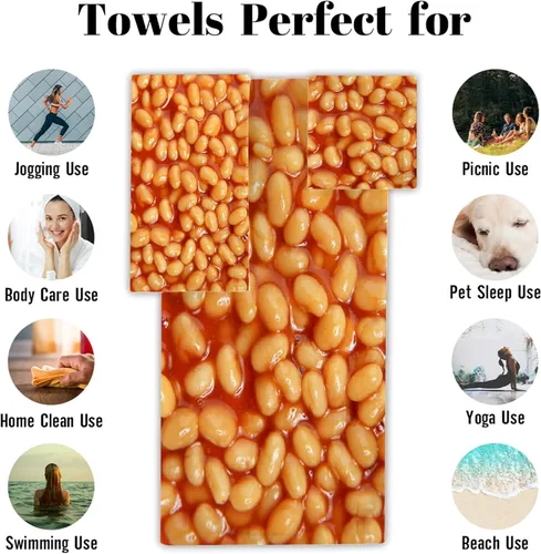 Miniatura 3 de Baked Beans - Juego de toallas de baño de 3 piezas, 1 toalla de baño, 1 toalla de mano, juego de toallas de algodón de secado rápido suave