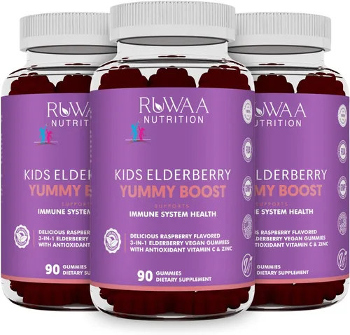 Miniatura 6 de RUWAA NUTRITION Sambucus Gomitas de saúco para niños con zinc y vitamina C: antioxidantes, vitaminas de apoyo inmunológico, apoya la salud