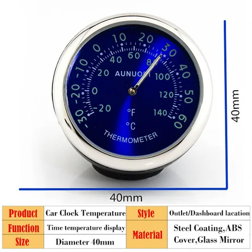 Miniatura 3 de Monitor de coche Clip/Stick-on reloj termómetro cuarzo digital luminoso automotriz Azul