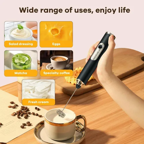 Miniatura 5 de Espumador de leche recargable, Espumador de leche de mano, 3 cabezas recargables mini agitadores mezcladores de bebidas, 3 velocidades ajustables