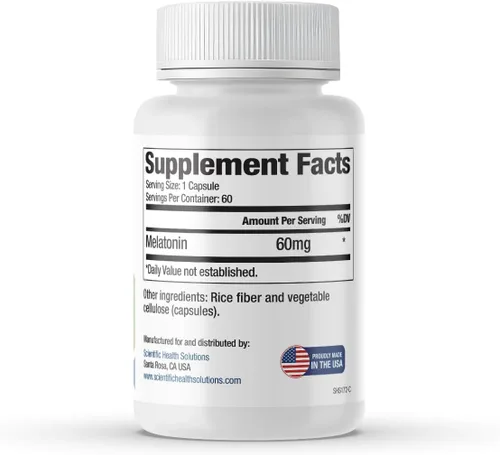 Miniatura 8 de Melatonina de 60 mg Melatonina de alta dosis en cápsulas fáciles de tragar Vegana, sin OMG y sin gluten Extra fuerte hecha en Estados Unidos