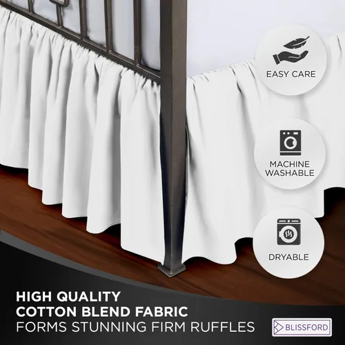 Miniatura 5 de Falda de cama con volantes con esquinas divididas, tamaño King, falda de cama de 14 pulgadas (disponible en 16 colores)