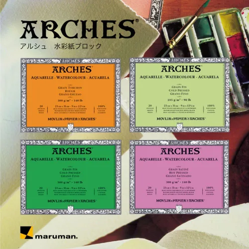 Miniatura 2 de Arches 7.1 x 10.2 in 300 GSM prensado en frío en bloque de 4 lados papel acuarela - blanco natural (paquete de 20 hojas)