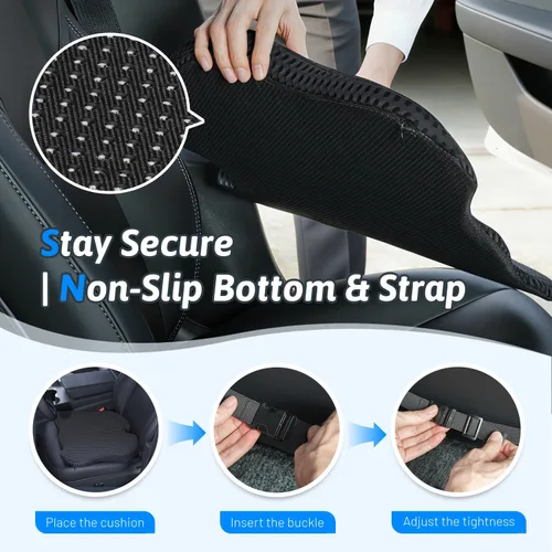 Miniatura 6 de Wedge Car Seat Cushion for Better Visibility & Sciatica Pain Relief - High Density Memory Foam, Non-Slip Ergonomic Car Seat Cushion for Driving