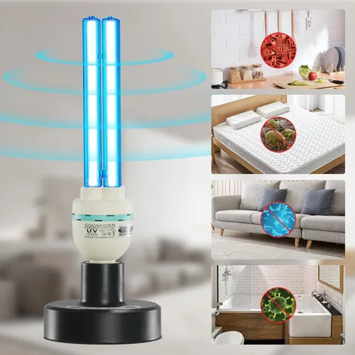 Miniatura 5 de Lámpara desinfectante UV de 36 vatios, paquete de 2 unidades, 72 W, con control remoto, potente luz UVC con base E26 para sótano, dormitorio