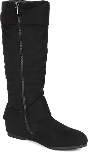 Miniatura 4 de DREAM PAIRS Women's Wide Calf Knee High Boots, Fur-lined Low Hidden Wedge Boots