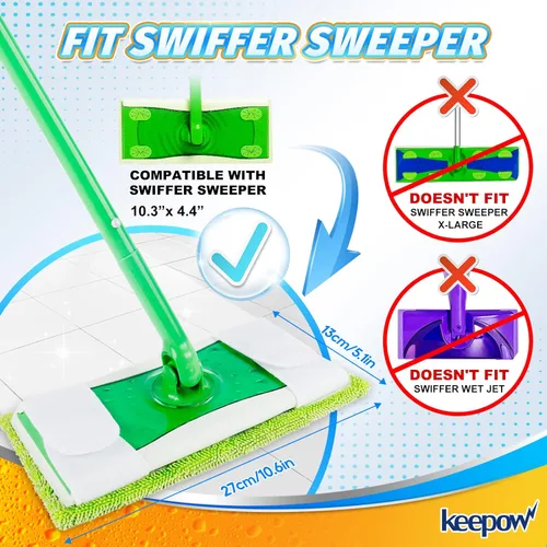 Miniatura 2 de KEEPOW Almohadillas reutilizables para trapeador compatibles con Swiffer Sweeper – Recambios de limpieza de pisos de microfibra lavables para uso