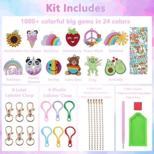 Miniatura 4 de Happy makers Big Gem Diamond Art Painting Arts Crafts Llaveros Suncatchers Kits para regalos, kit de pintura de mosaico por números