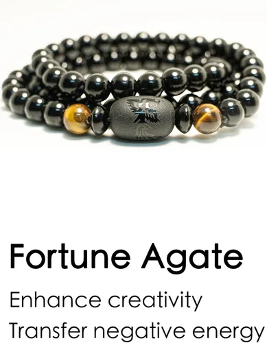 Miniatura 3 de Obsidian Bracelet Natural Black Onyx Tiger Eye Stone with Phoenix Totem Jewelry Bracelet, 8mm Beaded Bracelets Feng Shui Bracelet for Meditation