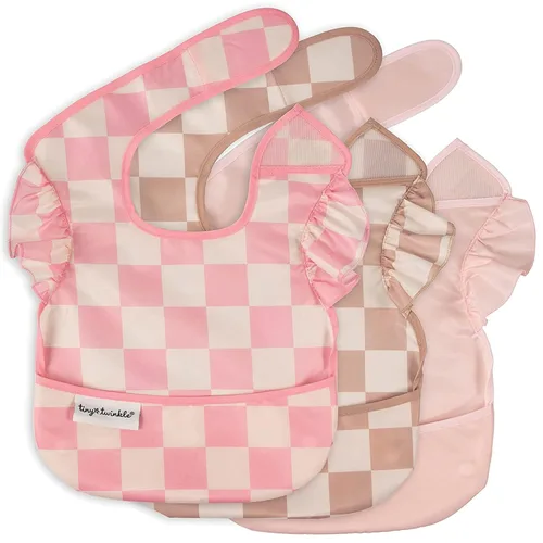 Tiny Twinkle - Baberos a prueba de manchas para bebés para comer | Baberos impermeables y lavables para niños pequeños con bolsillo para todo |