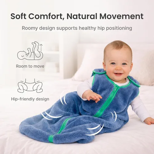 Miniatura 6 de baby deedee Sleep nest Teddy - Saco de dormir para niños y niñas, bebés y recién nacidos, azul suave, mediano (6-18 meses)