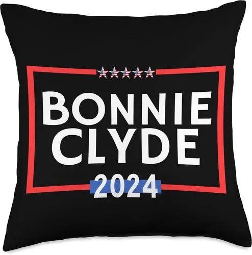 Miniatura 4 de Bonnie Clyde 2024 is Funny Classic TV is Political Election Throw Pillow