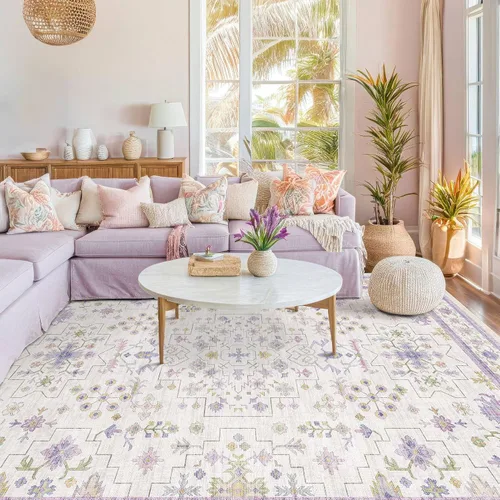 Miniatura 252 de Alfombra Boho Negra para Sala de Estar - Alfombra de Área Lavable de 10x14 Pies, Alfombras de Comedor para Debajo de la Mesa, Alfombra Suave de Pelo