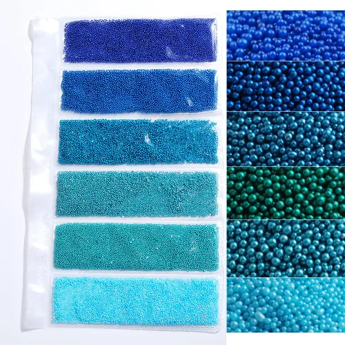 3D Nail Art Caviar Beads Micro Pixie Rhinestones Decoración de Uñas Mini Cuentas de Acrílico Accesorios 6 Colores 6 rejillas de caviar azul oscuro y