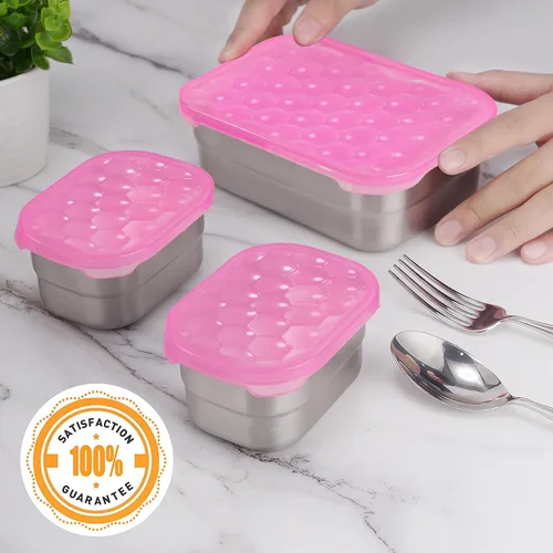 Miniatura 8 de Tanjiae Recipientes Pequeños de Acero Inoxidable para Almuerzo para Niños A Prueba de Fugas Sin BPA Recipientes para Aperitivos con Tapas