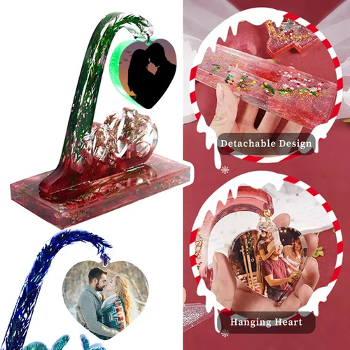 Miniatura 4 de Moldes de marco de fotos grandes de resina, moldes de silicona en forma de corazón de carta de amor para resina epoxi, molde de fundición de epoxi
