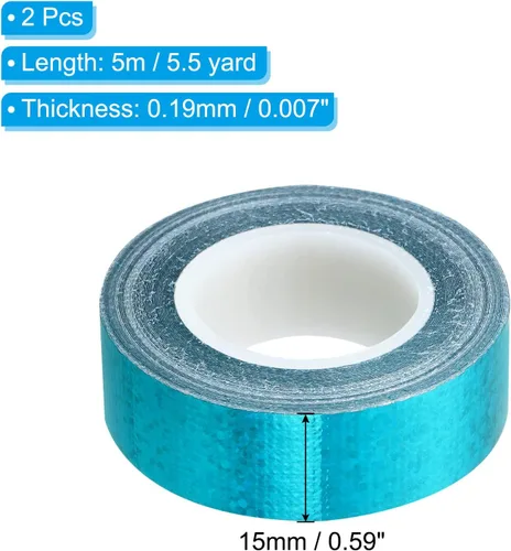 Miniatura 2 de PATIKIL Cinta brillante con purpurina de 0.591 in x 16.4 ft, paquete de 2 cintas adhesivas holográficas decorativas para manualidades, álbumes