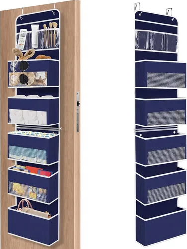 Miniatura 11 de SpaceHacks Paquete de 1 Organizador Sobre la Puerta, Organizador de Almacenamiento Colgante con Ventana Transparente, 40 lb Ultra Resistente Gris