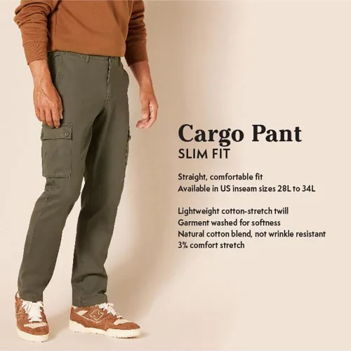 Miniatura 2 de Amazon Essentials Pantalones cargo de sarga de algodón elástico para hombre (disponibles en tallas grandes y altas)