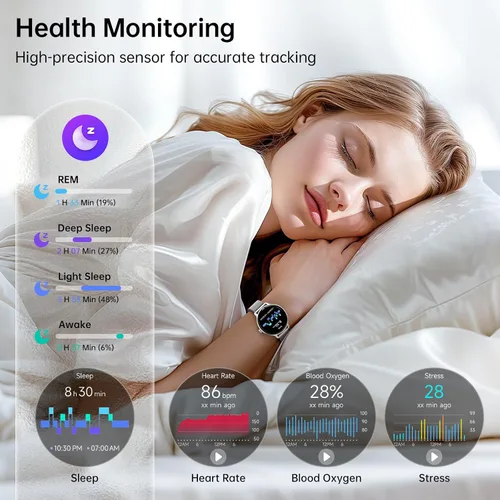 Miniatura 3 de Reloj inteligente para mujer, pantalla AMOLED de 1.27 pulgadas con respuesta/llamada para iPhone/Android/Samsung, rastreador de actividad física