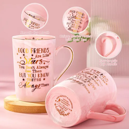 Miniatura 3 de Regalos de cumpleaños para mejores amigas, regalos de amistad de Navidad para mujeres, buenos amigos son como estrellas, divertida taza de cerámica