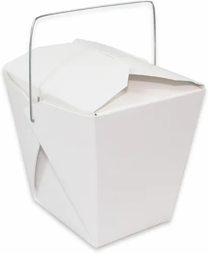 MULMEHË Chinese Take Out - Cajas de comida de tamaño cuarto de galón, mango de alambre de metal, color blanco, 32 onzas, paquete de 40