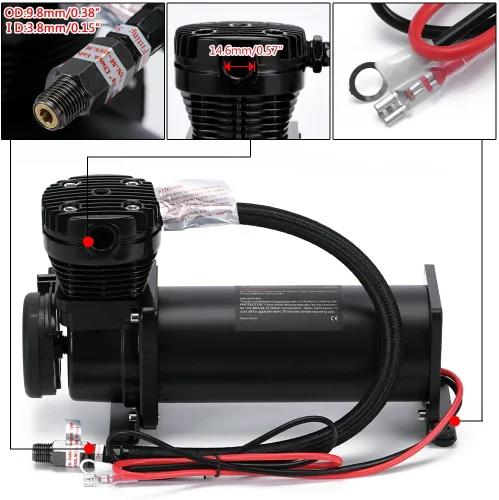 Miniatura 3 de PTNHZ Universal 1/4 NPT DC 12V 480c 200 PSI Control Air Bag Suspensión Compresor/Bomba Ride Kit para Auto/Motocicleta