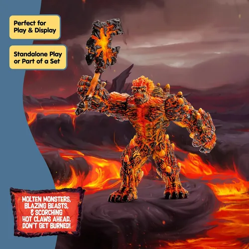 Miniatura 6 de Schleich Eldrador Creatures - Figurina de monstruo de lava con hacha de batalla para jugar - Figura de acción de golem de fuego gigante posable