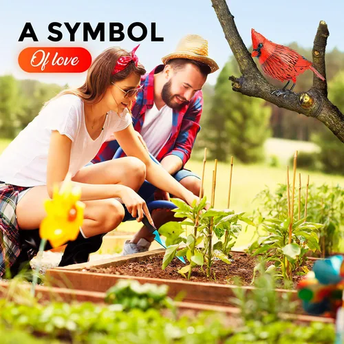 Miniatura 3 de Decoración de jardín de pájaro de metal con estatua cardenal, arte de metal para patio, esculturas y estatuas para exteriores, pájaro rojo grande