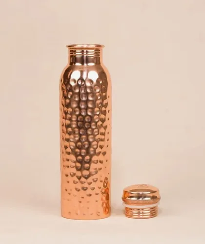 Miniatura 4 de Botella de agua de cobre sólido puro (32 onzas/32.1 fl oz), frasco de cobre ayurvédico, botella de agua para beber más, grande, a prueba de fugas