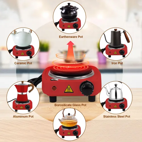Miniatura 5 de Set de Cafetera Moka 2 en 1 con Estufa Eléctrica de 3 Tazas, Cafetera de Café de Aluminio para Cocina, Percolador Clásico Italiano para Café Mocha