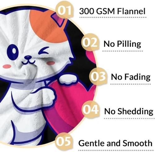 Miniatura 4 de Manta de gato para regalo, 30 x 40 pulgadas, bonita manta de gato para niños, mantas negras de felpa suave y esponjosa para sofá, oficina