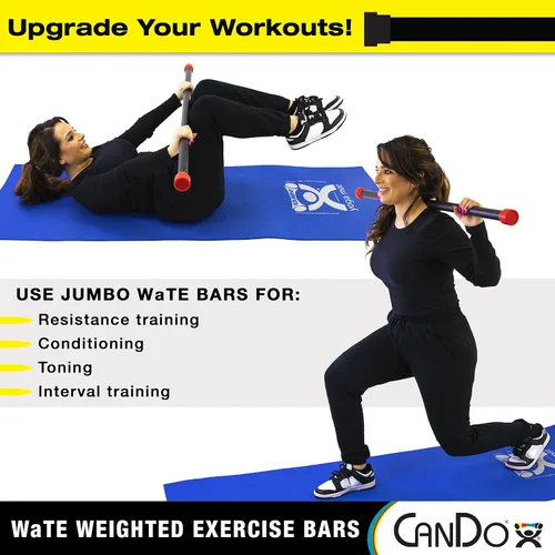 Miniatura 2 de CanDo Jumbo WaTE Bar - Barra de ejercicio con peso de 20 libras, color negro, para entrenamiento de fuerza, tonificación y terapia física
