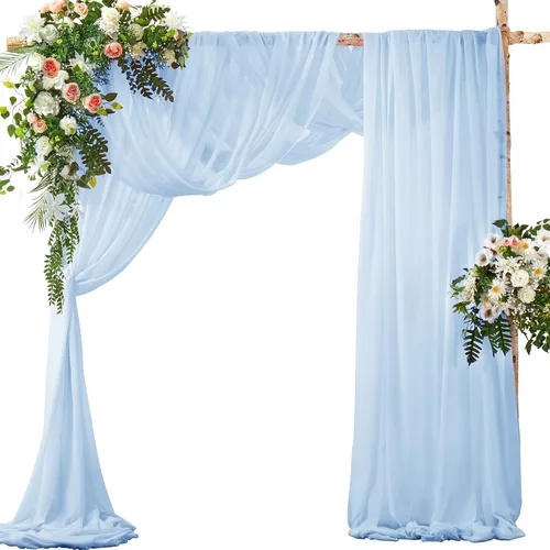 Miniatura 13 de SiinvdaBZX 2 Paneles Tela Drapeada de Arco de Boda 30" x 240" de Poliéster de Gasa Negra para Múltiples Ocasiones