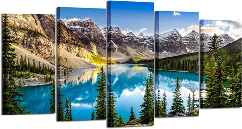 KREATIVE ARTS - 5 impresiones en lienzo de arte para pared, imágenes de paisaje de Canadá Moraine Lake y Montañas Rocosas, pintura en lienzo