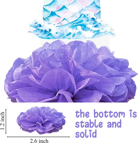 Miniatura 6 de Centros de mesa con temática de cola de sirena, centros de mesa de fiesta de cumpleaños de sirena, 12 piezas para decoración de mesa