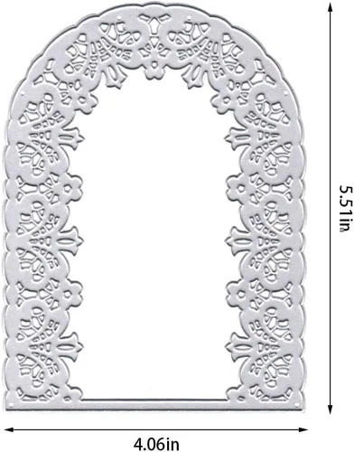 Miniatura 2 de ABTOLS Troqueles de corte de marco de puerta de metal, hojas y marco de flores, troqueles en relieve, fondo bridado, molde de plantilla