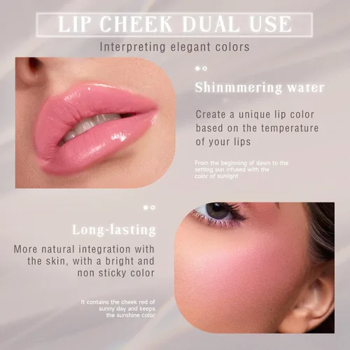 Miniatura 5 de NewBang Rubor en barra que cambia de color para maquillaje de mejillas, rubor transparente que cambia de temperatura, rosa crema, rubor mágico