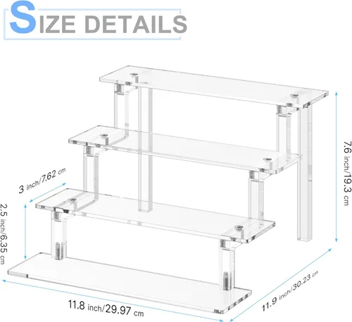 Miniatura 6 de Organizador de perfume para cupcakes, soporte de colonia para hombres, estantes de almacenamiento de acrílico escalonados de 12 pulgadas, soporte