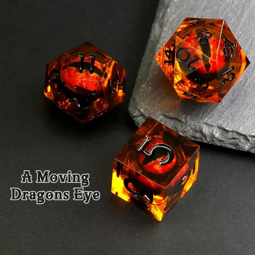 Miniatura 3 de FONVGOGO Dados Ojo de Dragón para Mazmorras y Dragones, Juego de Dados de Resina de Borde Afilado con Núcleo Líquido D&D Dados Poliédricos del Ojo