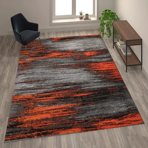 Miniatura 17 de Flash Furniture Rylan Collection - Alfombra contemporánea de olefinas azules, de pelo alto, 2 x 10 pies, respaldo de yute, pasillo, entrada