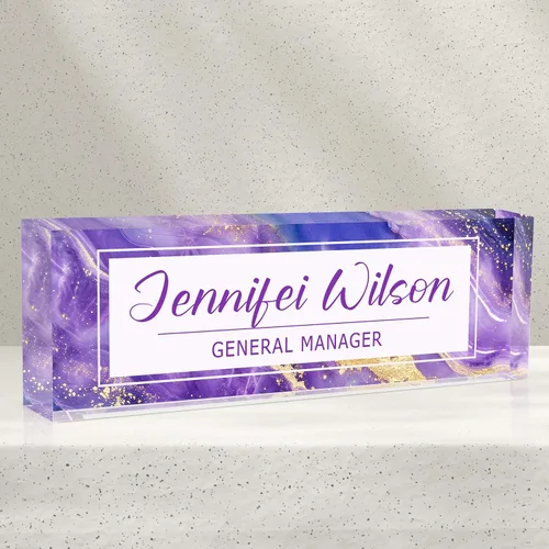 Miniatura 10 de Placa de nombre de escritorio personalizada, diamantes azules, regalo de decoración de oficina para profesores, jefes, empleados