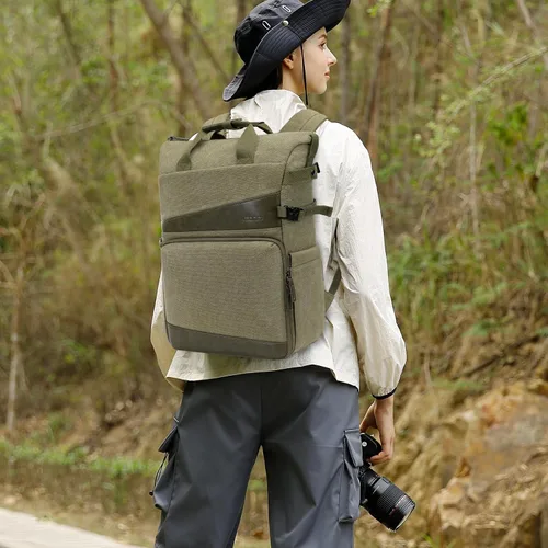 Miniatura 6 de MOSISO Mochila para cámara DSLR/SLR/SLR/sin espejo con soporte para trípode y compartimento para laptop de 15 a 16 pulgadas y mango de poliuretano