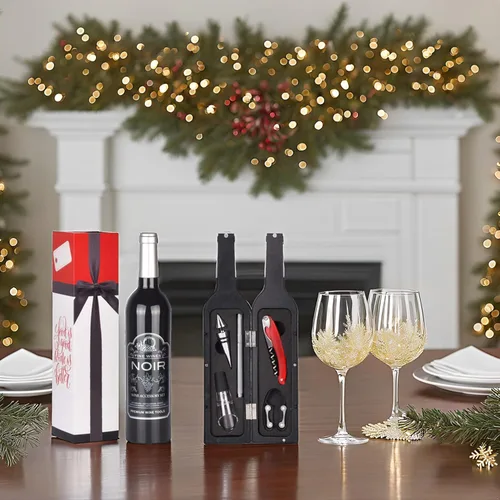 Miniatura 7 de Solaris Juego de regalo de accesorios de vino, 5 piezas de sacacorchos de lujo con elegante caja de regalo, regalo perfecto para vino de fiesta