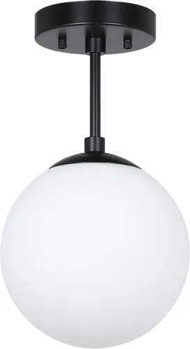 Miniatura 2 de XiNBEi Lighting Lámpara de techo semiempotrada con 1 luz, luz de techo semiempotrada, acabado negro mate para sala de estar y comedor XB-SF1211-MBK