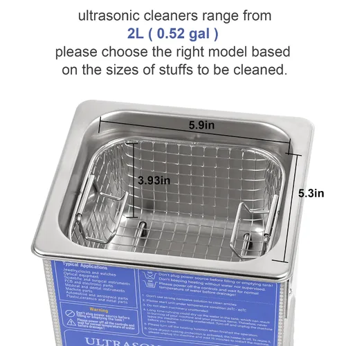 Miniatura 3 de Kendal Limpiador ultrasónico de grado comercial 120watts 2L 40kHz con temporizador digital y calentador máquina de limpieza, para instrumentos